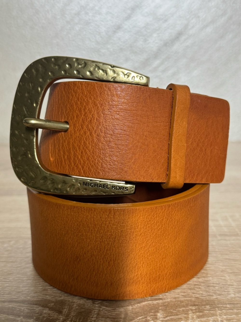 Michael Michael Kors Brown Leather Wide Women Large Brass Tone Buckle